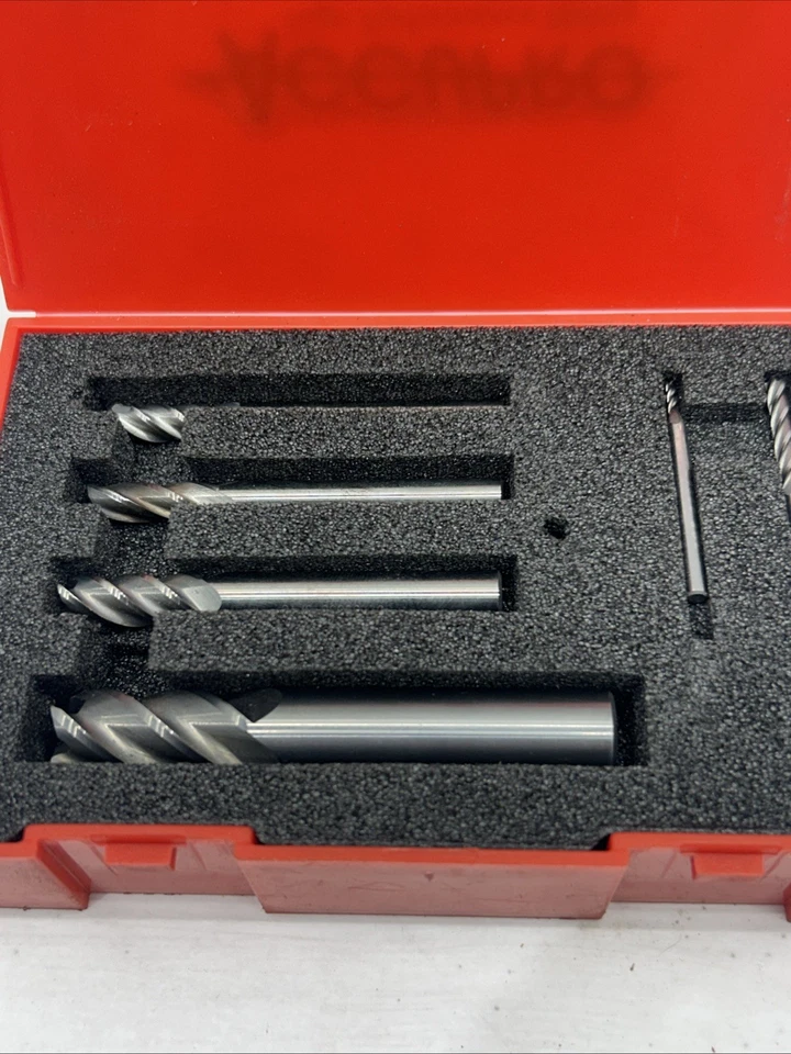 Accupro 6件 端铣套装 4长笛1/8英寸-1/2英寸直径末端套装带盒 — 第 3/4 张图片