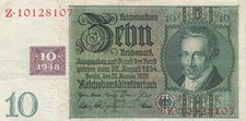 10 Reichsmark, 22.1.1929 Kupon SBZ-5 Sowj. Besatzungszone DDR Kuponausgabe 1948