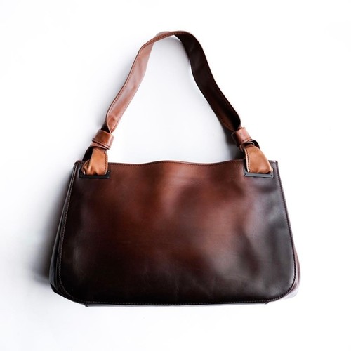 Gucci 2002AW Era TOM FORD Shoulder Bag Tote Leather Red Brown Vintage Auth