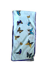 NASHARR FRERES Vintage Multicolor Butterfly Print Rectangle Scarf