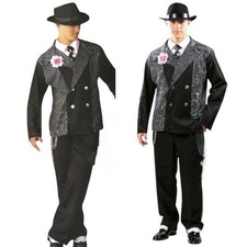 Zoot Suit Adult Small Dance Costume Pin Stripe Jacket Pants Only Gangster New