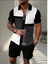 2pcs Set, Men's Performance Short Sleeved And Sports Shorts Set Size XXL