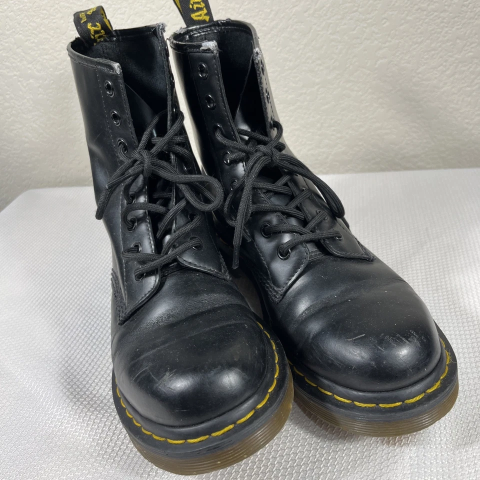 Dr. Martens 8 отверстие ботинки Doc шнурует вверх черный боевой загрузки платформе воздуха воздуха 1460W - Изображение 3 из 4