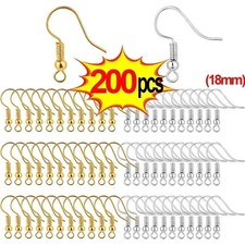 100/500pcs Sterling Silver 18MM Ear Wire Fish Hook DIY Making Earring Accessorie