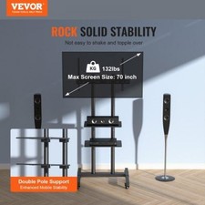 Mobile TV Stand Mobile TV Cart for 32 to 70 inch TVs Height Adjustable