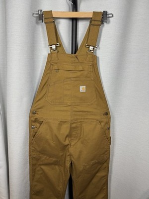 Carhartt Relaxed Fit Canvas Bib Double Knee Overall Dungarees Womens 2XL C/Brown