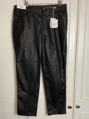 Next Mom Damenjeans hoher Bund beschichtet Größe 14R neu schwarz Knöchel Party Abend