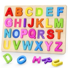 Alphabet Puzzles, Wooden Puzzles for Toddlers, ABC Shape Puzzles for Kids, Pr...