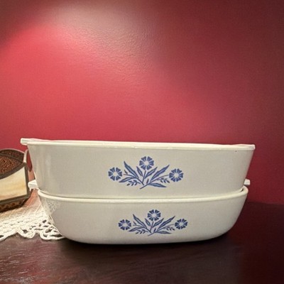CorningWare Blue Floral Square Glass Casserole Dish 10in P-10-B Made in USA 