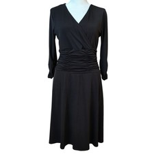 Vintage Y2K b-slim ny collection Black Dress Petite Medium Ruched Long Sleeve