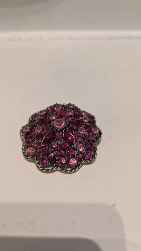 Vintage Weiss Ruby and Pink Brooch Costume Jewelry Post 1955 Beautiful