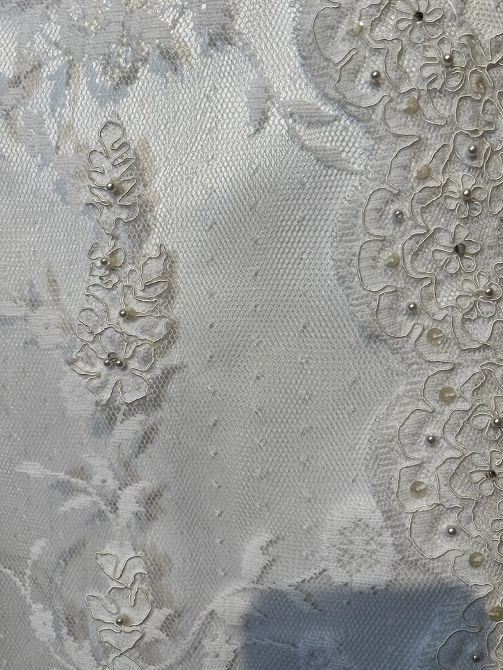 Vestido de novia Mori Lee talla 8 blanco encaje cuentas longitud té nunca usado Foto 4 de 4