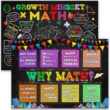 2 Pieces Why Math Growth Mindset Math Poster For Classroom Math Posters For M...