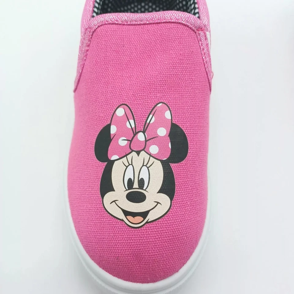 Disney Minnie Mouse Tenis Talla 1 Niñas Rosa Lona Como Zapatos Sin Cordones Foto 2 de 4