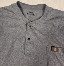 Wrangler Riggs Workwear Shirt Mens 2XL Gray Long Sleeve Henley Pocket Pullover