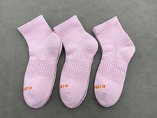 BOMBAS 3 Pairs Women Honeycomb Solid Pink Quarter Socks Size Large