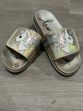 Sam Edelman Girls Sz 2 Mackie Magic Metallic Unicorn Shimmer Sandals
