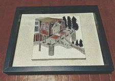 Architectural House – Original Mixed Media on Canvas (Framed Shadow Box)