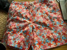 Swims Men Swim Swims L Size  Swim Shorts Orange Mesh Lining Starfish Zip Pocket