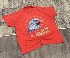 Vintage 80s American Eagle T Shirt—MADE IN USA—Faded Distressed Thin Boxy Large