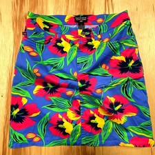 Polo Jeans Co. Ralph Lauren Floral Hibiscus Mini Skirt Women's 4 Vintage Y2K