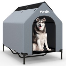 52'' Elevated Dog House for Small Breeds Large Pet House w/ Ventilated Windows