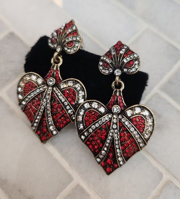 Heidi Daus Intricate Heart Dangle Earrings SIGNED