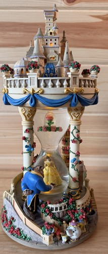 Disney Beauty & The Beast Hourglass Snow Globe Light Up Music Box W/ Box READ