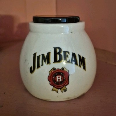 Jim Beam Distillery Advertising Jar w/ Lid 2012 White Black Red Gold