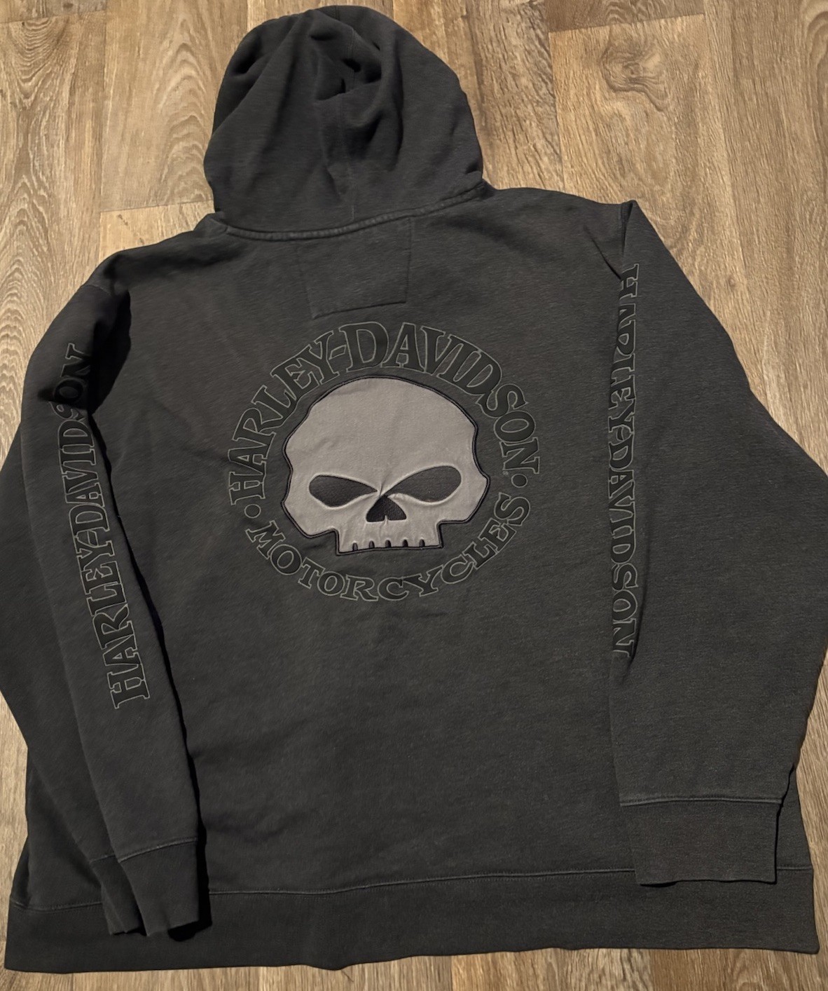 Vintage Harley Davidson Zip Up Hoodie Mens XXL Grey Sweatshirt Skull Willie G