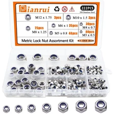 Dianrui 222Pcs Metric Lock Nuts 222PCS Kit, Kit 