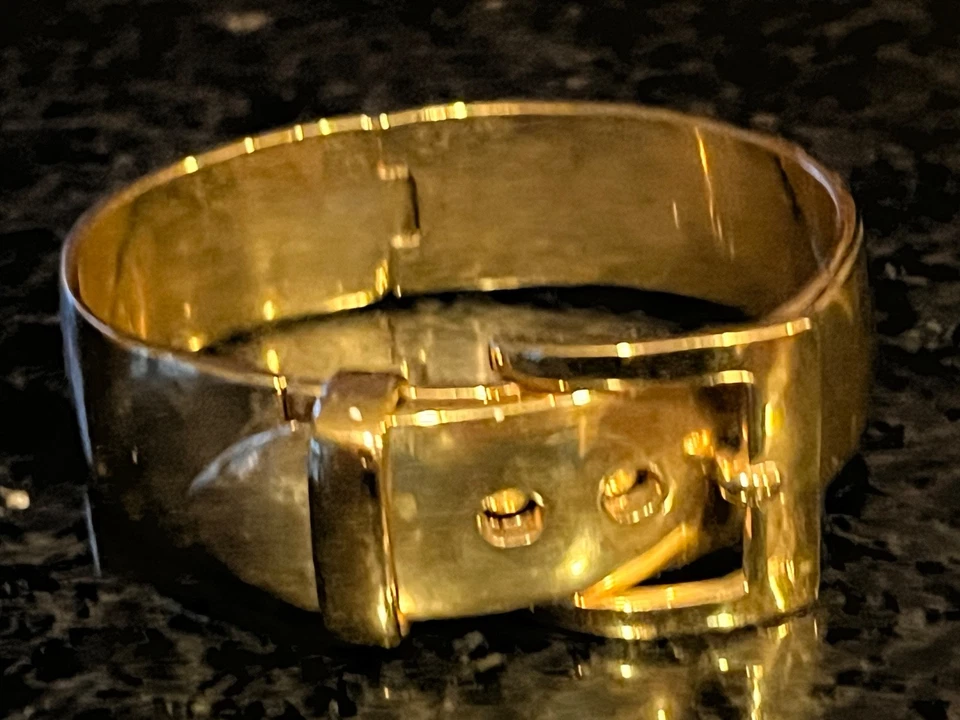 Brazalete RLL Ralph Lauren Hebilla Bisagras Dos Tonos Dorado Plata Latón Nuevo con Etiquetas Foto 2 de 3