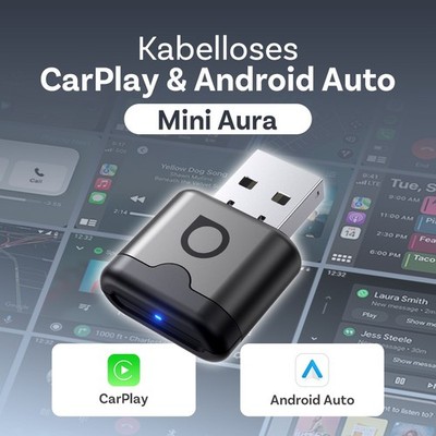 OTTOCAST Mini Aura Wireless Carplay Android Auto Adapter WiFi 6 Bluetooth 5.4