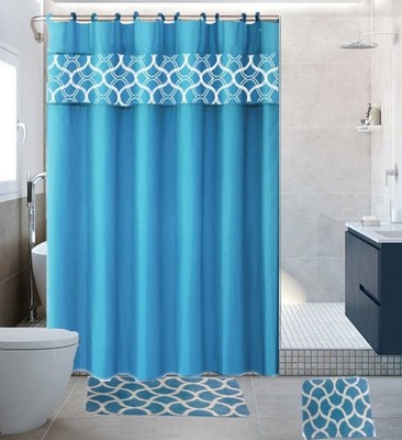 GEOMETRIC NEW PRINT DESIGN BATHROOM SET BATH MATS RUG SHOWER CURTAIN LID COVER