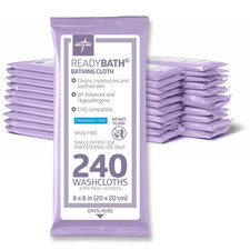 Readybath Adult Bath Wipes, 240 Wipes 8 Wipes, 30 Packs , Unscented, No Rinse F