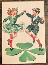 Children In Green Dancing On Shamrock St. Patrick’s Day Postcard PC522 Ephemera