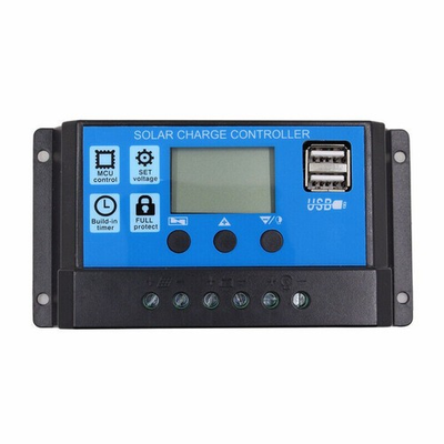#ad 10A 20A 30A LCD Solar Charge Controller Panel Battery Regulator 12V 24V Dual USB $3.99