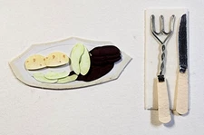 Steak Dinner Supper Plate Knife Fork Napkin Jolee's By You 3D Embellishment **