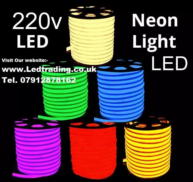 220V LED Neon Lights Commercial Flex DIY Sign Decor Di +UK Plug included