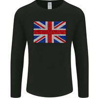 Mosaic Union Jack Flag Great Britain UK Mens Long Sleeve T-Shirt