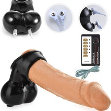 E-Stim Shock Male Scrotum Ring Squeeze Stretcher Enhancer Delay Chastity Cage