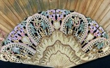 Fine Antique 19th Museum Quality French Hand Fan Carved Sticks with Flowers