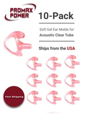 10x Pink Soft Gel Ear Molds for Walkie Talkie Radio Acoustic Tubes | Small, Left