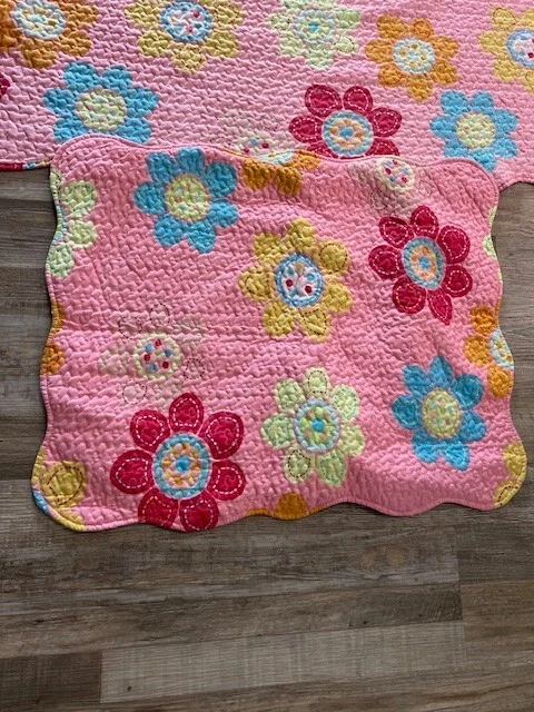 Ivy Hill Home Girls Twin Size Reversible Quilt Flowers and Stripes - Image 4 of 4