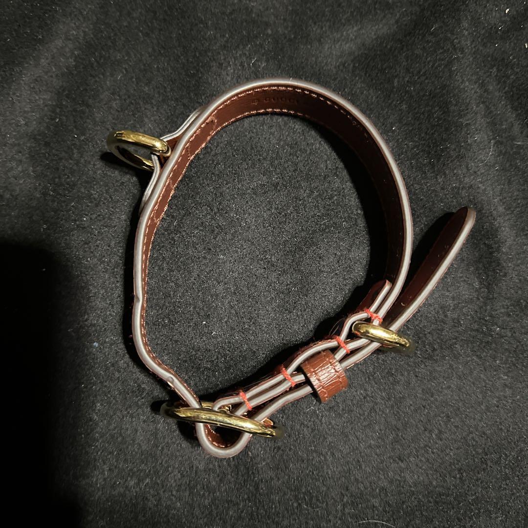GUCCI Dog Collar Multi color Leather 9.44"12.20" XS Size W/Box F/S