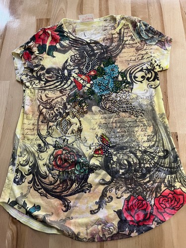 Lot of 2 S-Twelve Kids Multi-color Embellished Tshirts - Girls Sz XL 12 - Picture 3 of 13