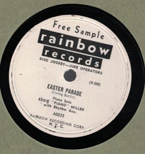 EDDIE PIANO MILLER EASTER PARADE PAGAN LOVE SONG RAINBOW RECORDS 10" PROMO 78 EX