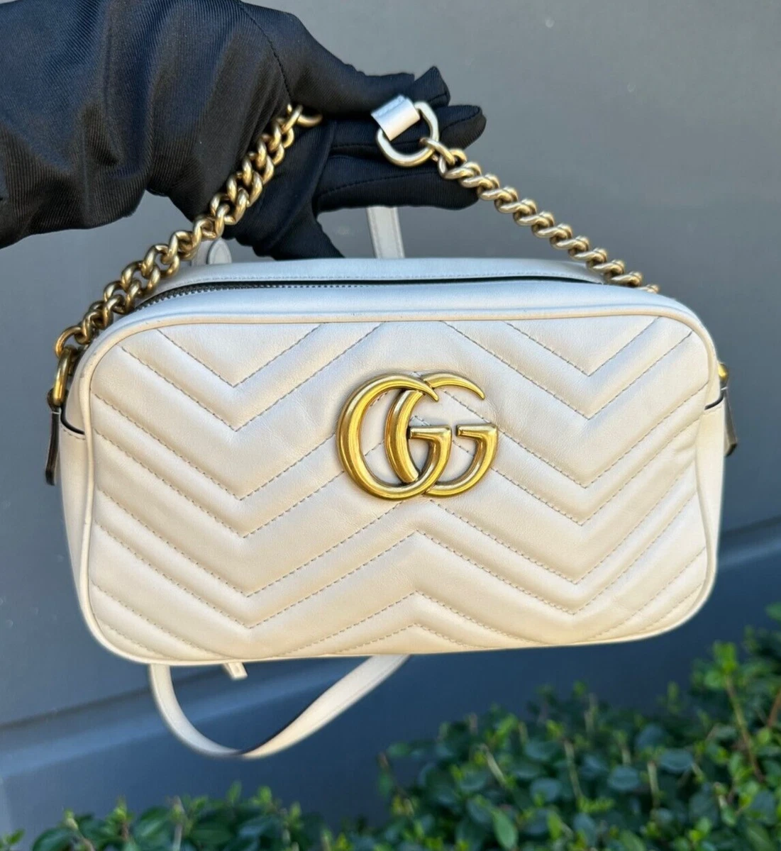 Gucci GG Marmont Small Quilted Leather White Women s Camera
