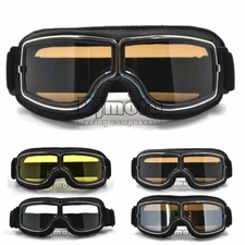 Vintage Motorcycle Motocross Leather Riding Goggles Glasses Retro Helmet