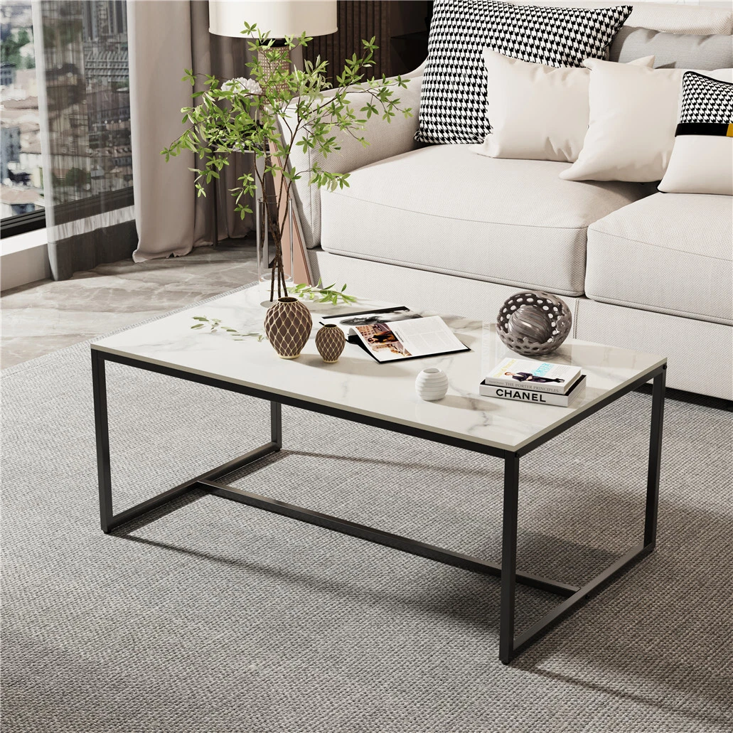 Black Grey Large Marble Coffee Table Side End Accent Desk Storage Anti scratch